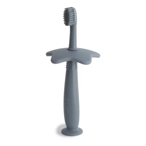 Premiere brosse a dent silicone bleu