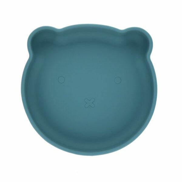 Assiette ours silicone bleu ciel