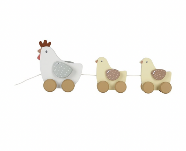 Jouet à tirer poule en bois FSC - Little Farm