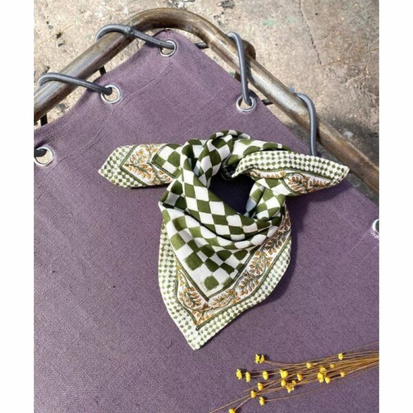 Petit foulard damier kaki – Image 2