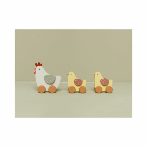 Jouet à tirer poule en bois FSC - Little Farm – Image 2