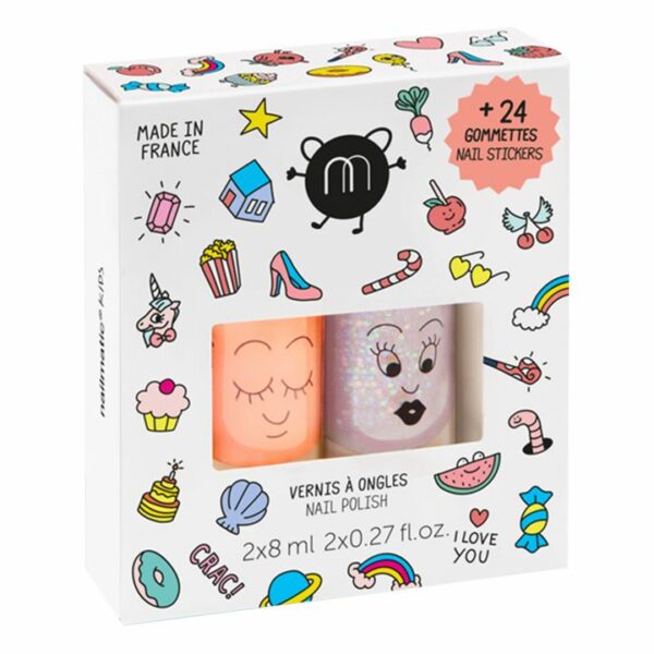 Coffret duo vernis et nail stickers flamingo