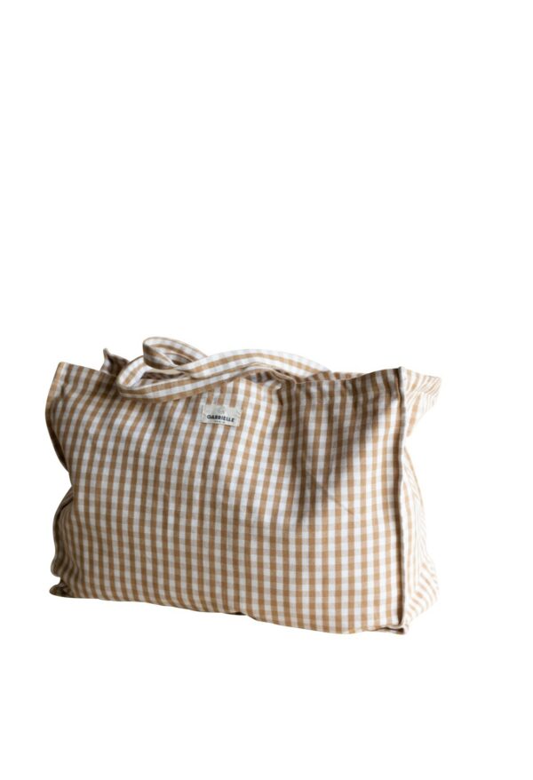 Sac week-end en coton vichy camel – Image 4