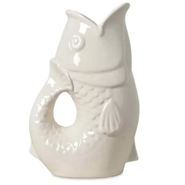 Vase poisson GM blanc cassé
