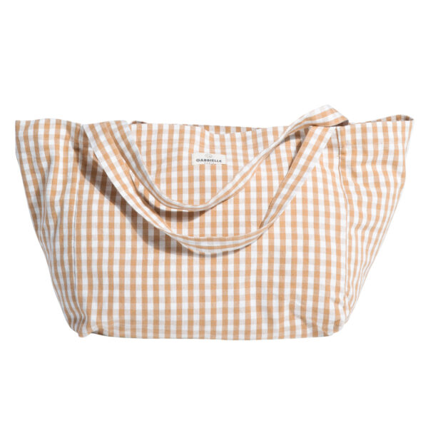 Sac à main en coton vichy camel