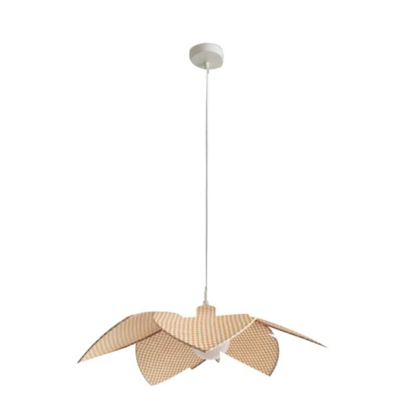 Suspension fleur toile - vichy beige 58cm
