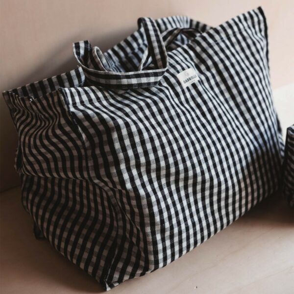 Sac week-end en coton vichy black – Image 2