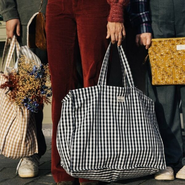 Sac week-end en coton vichy black – Image 4