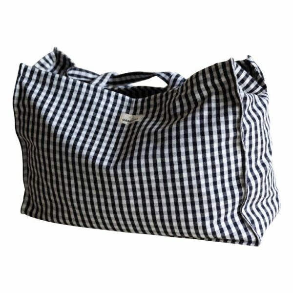 Sac week-end en coton vichy black