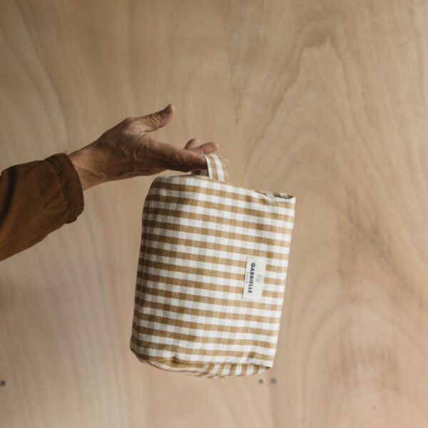 Trousse de toilette en coton vichy camel – Image 4