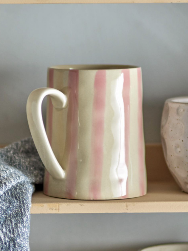 Mug rayé rose – Image 2