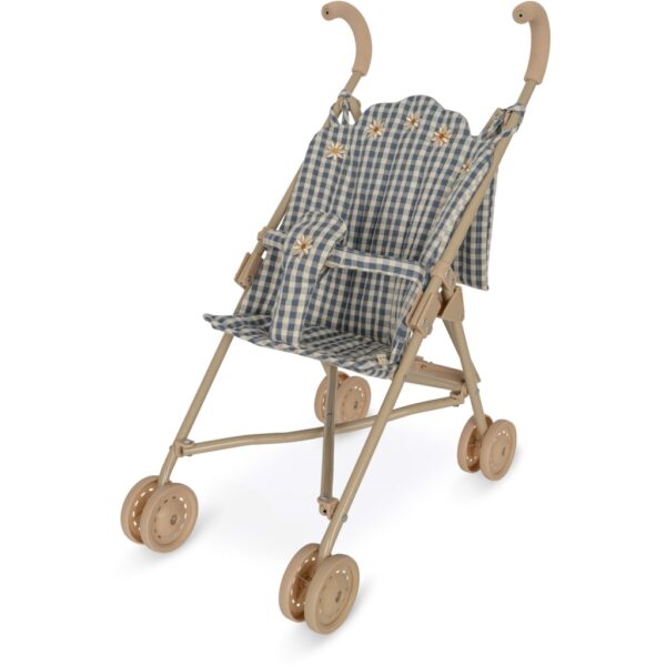 Poussette poupée vichy bleue