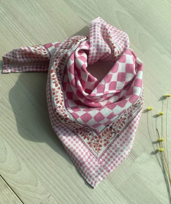Petit foulard damier rose