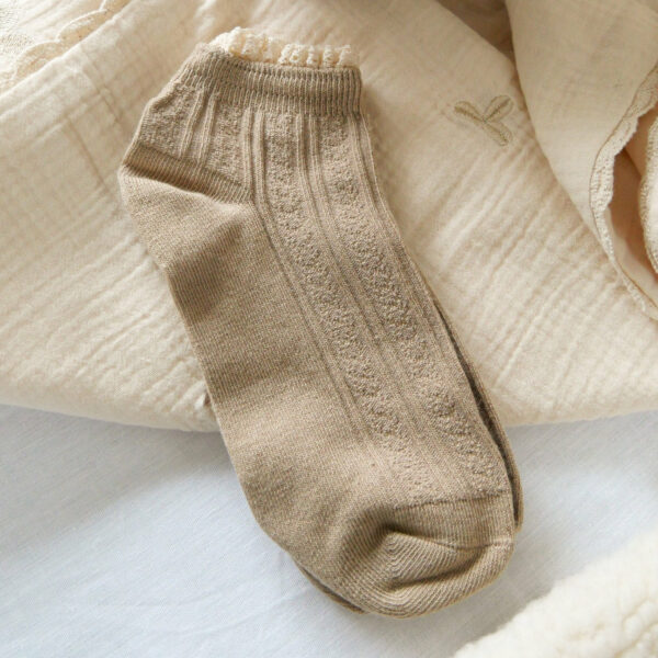 Socquette femme macramé beige