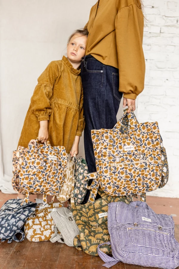 Sac à dos suji carreaux tulipe macadamia – Image 3
