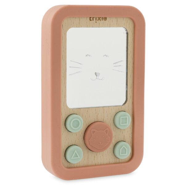 Téléphone silicone et bois - chat