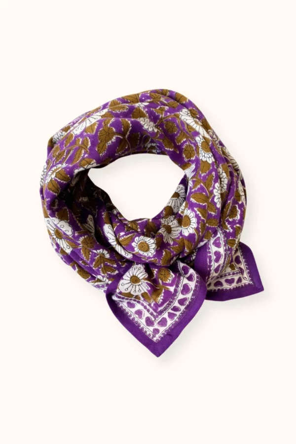 Grand foulard latika - coeur violet