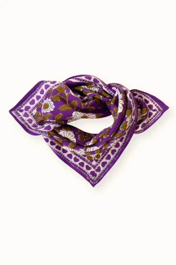 Petit foulard manika - Coeur violet