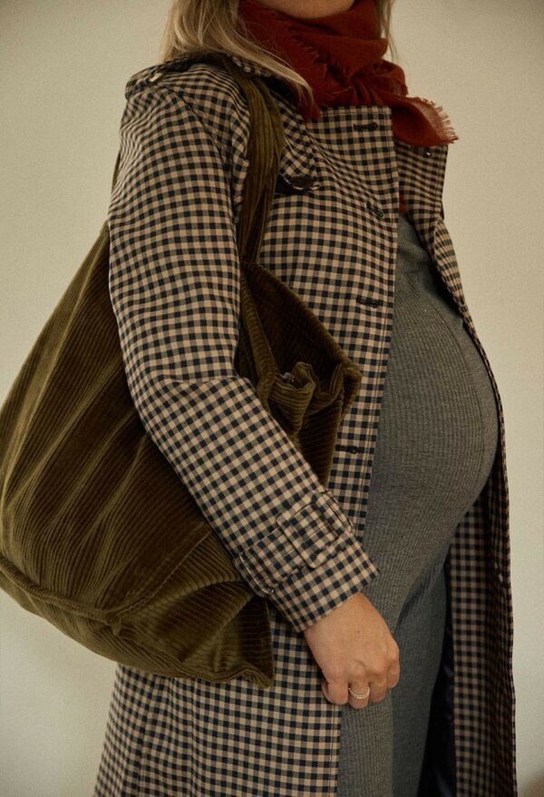 Cabas velours olive