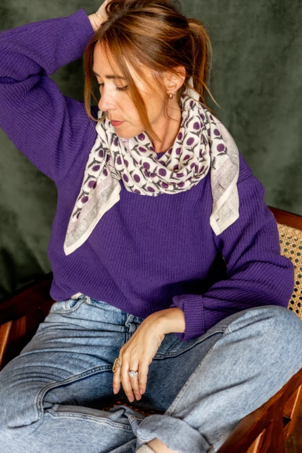Grand Foulard Latika - Lotus orage – Image 2