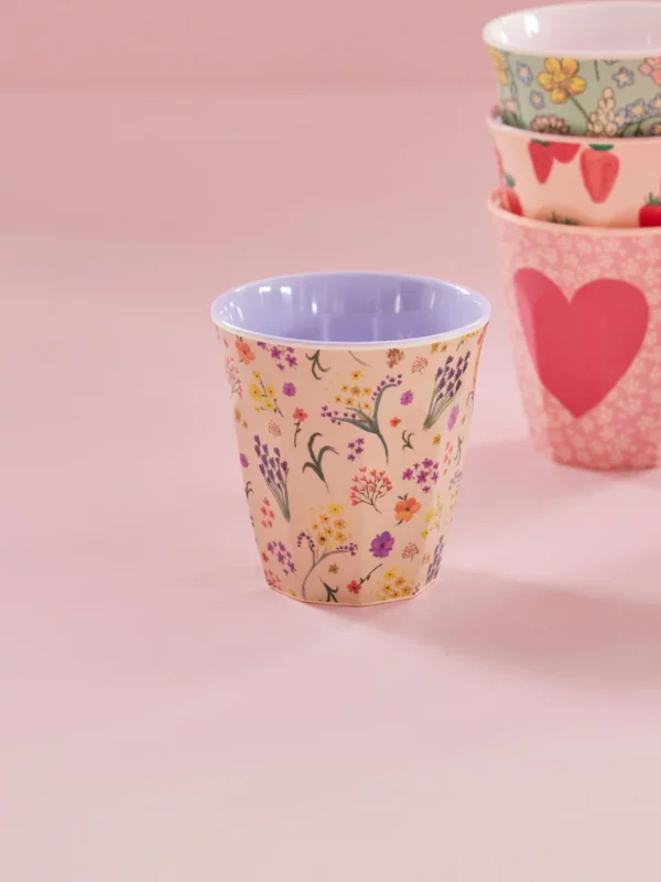 Gobelet mélamine fleurs lila
