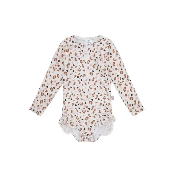 Maillot de bain UV à manches longues kaki léopard