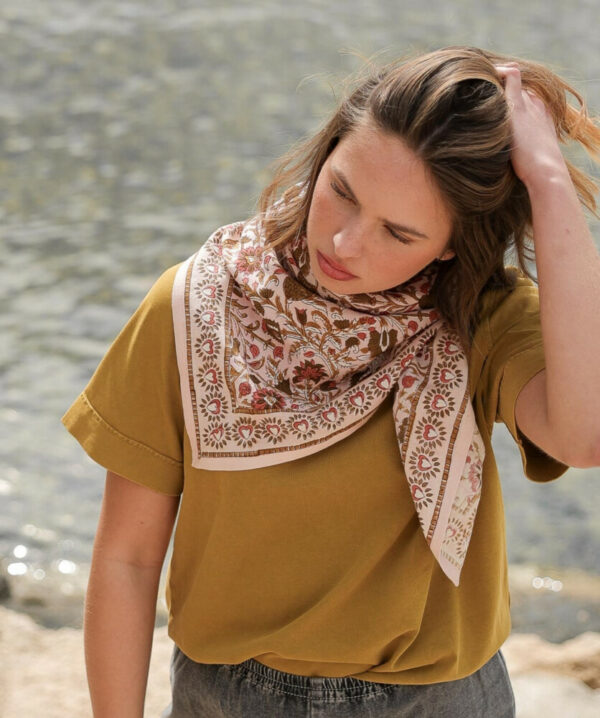 Grand foulard mina rose poudre