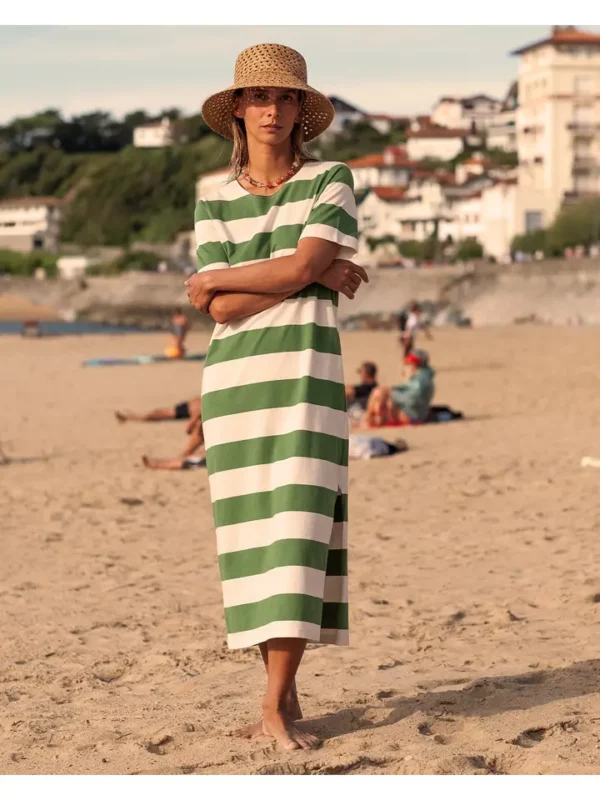 ROBE MADELEINE VERT ECRU