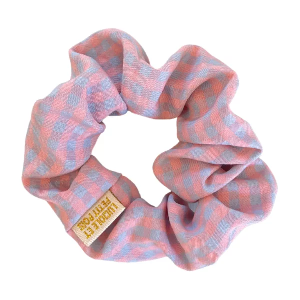 Chouchou vichy rose bleu