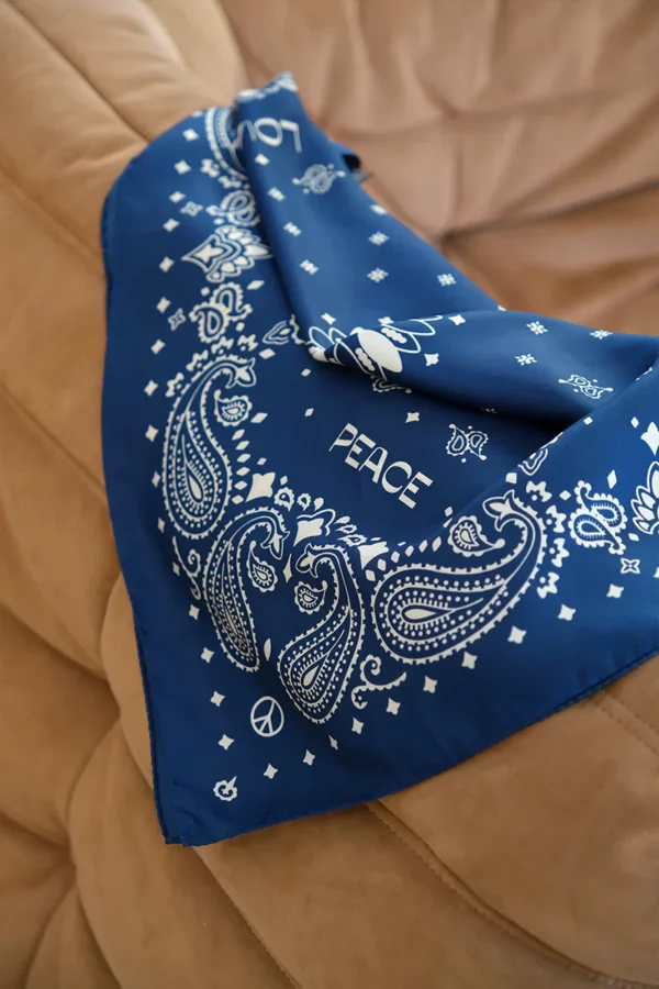 Foulard bandana soie - Antique navy - white – Image 3