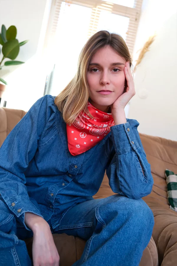 Foulard bandana soie - Flame