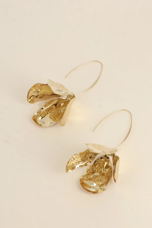 Boucles pendantes - long crochet et pièce feuillage suspendu