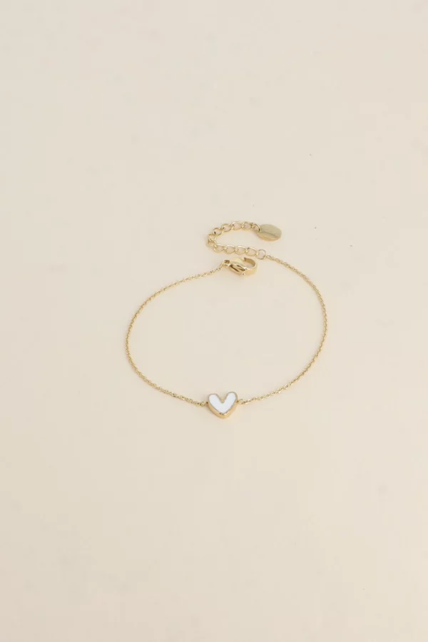 Bracelet coeur émaillé blanc