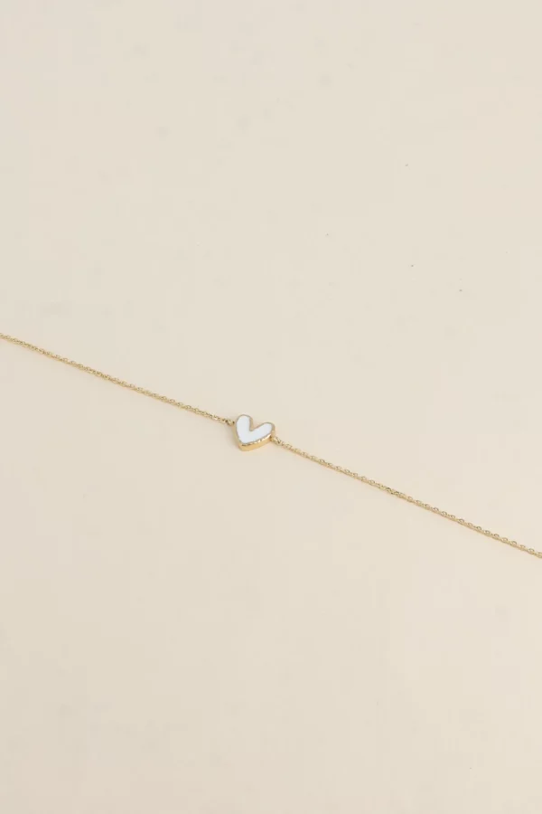 Bracelet coeur émaillé blanc – Image 2