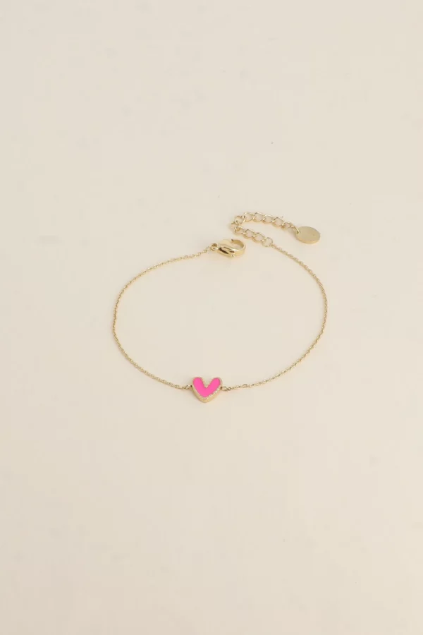 Bracelet coeur émaillé rose