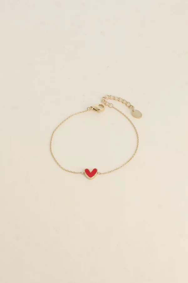 Bracelet coeur émaillé rouge