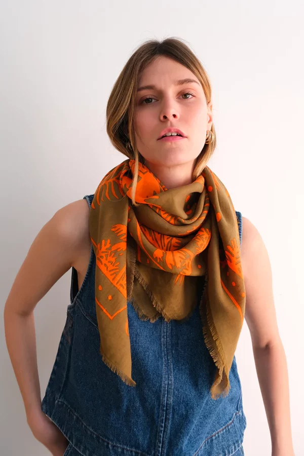 Foulard - Club soleil - kaki paprika