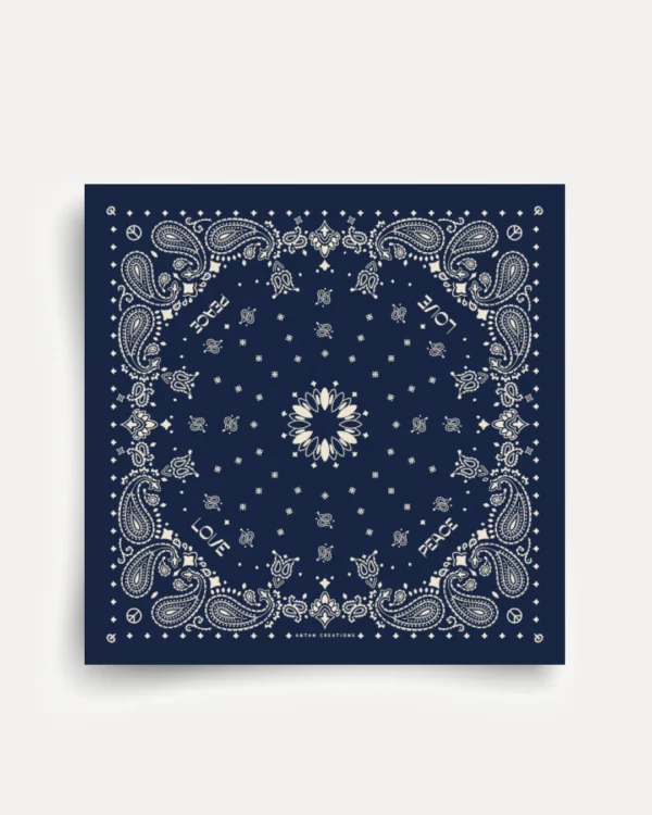 Foulard bandana soie - Antique navy - white – Image 2