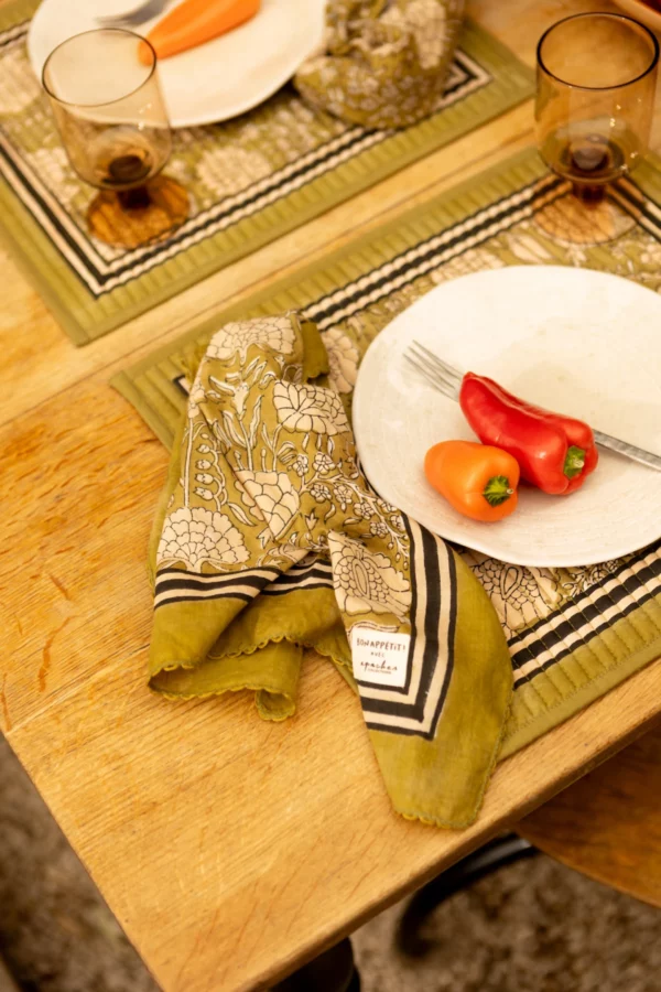 Serviette de table BIRIANI - Pallavi olive – Image 2