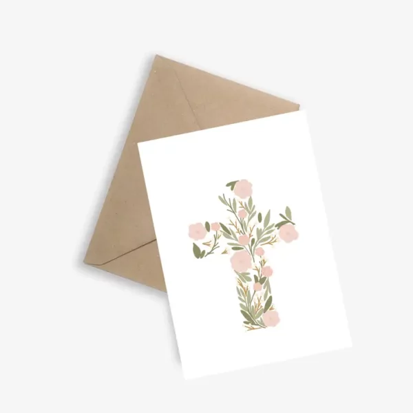 Carte croix fleurie - le papier graphique