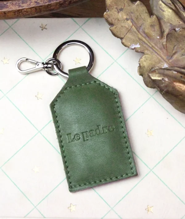 Porte clé cuir vert - le padre
