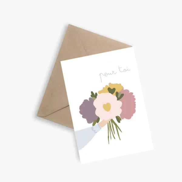 Carte bouquet de fleurs pour toi - le papier graphique