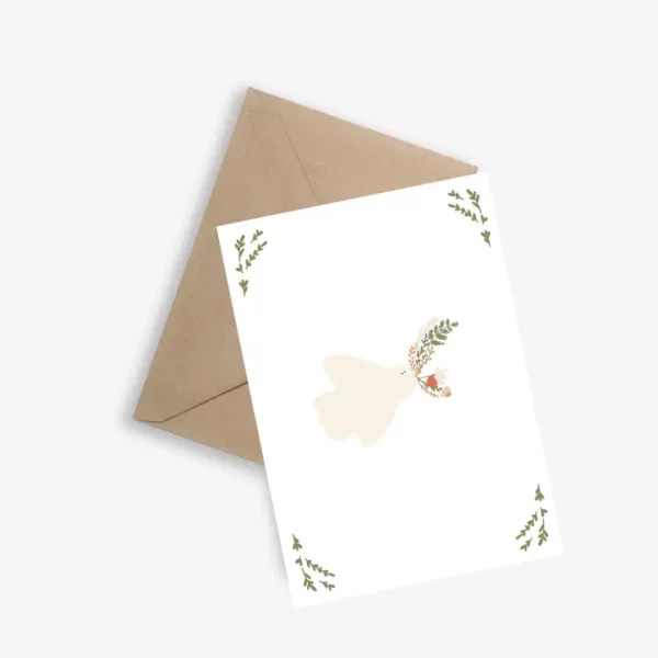 Carte colombe bouquet de fleurs - le papier graphique