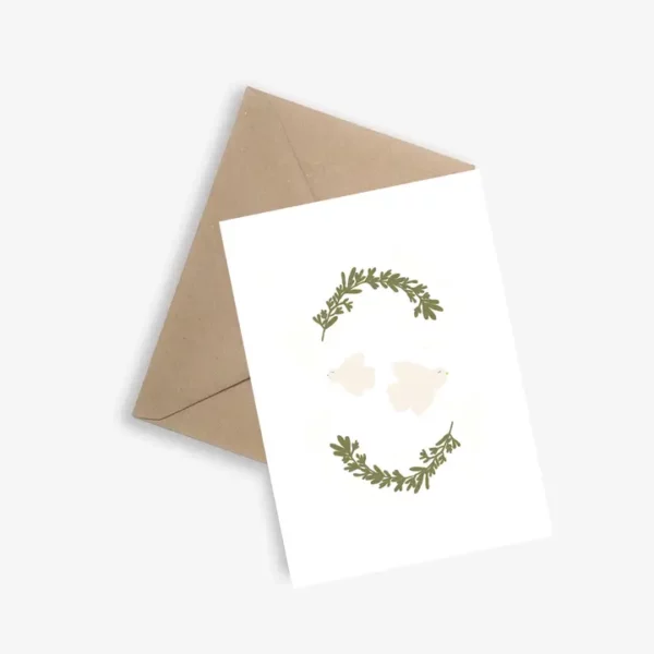 Carte colombe et feuillage - le papier graphique