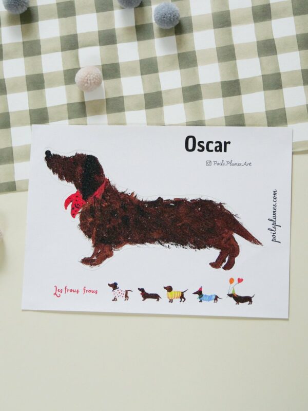 Sticker teckel les frous frous - Oscar