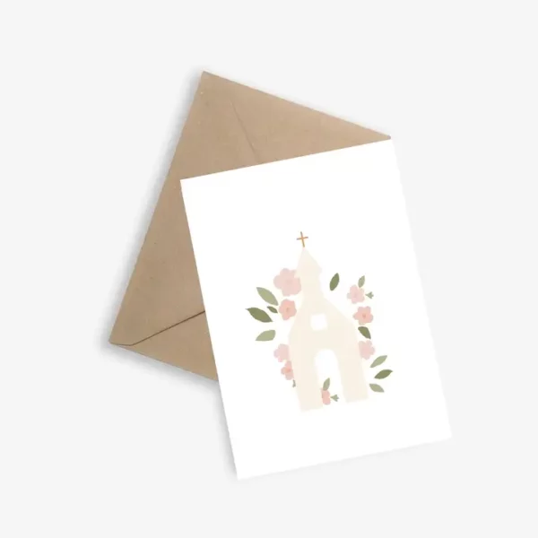 Carte église et fleurs - le papier graphique