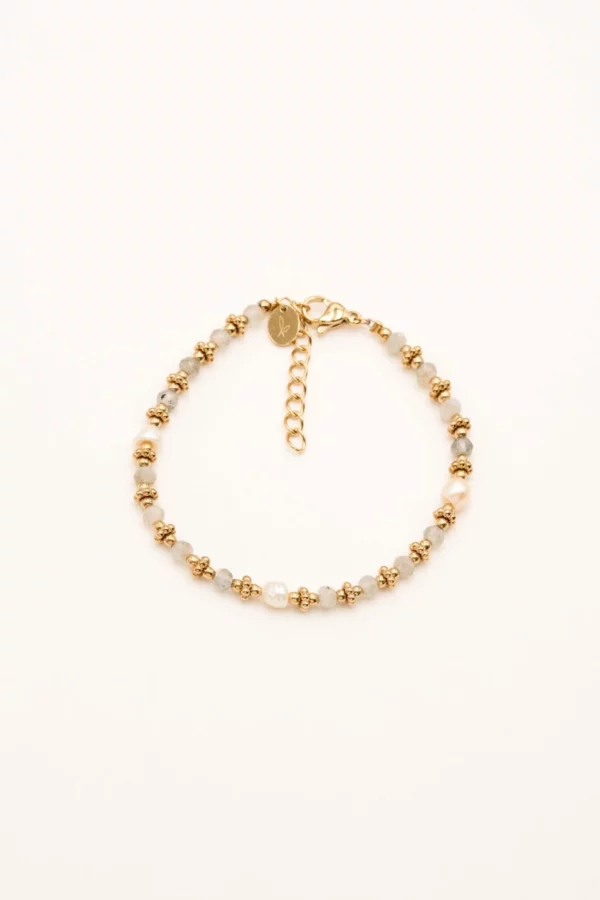 Bracelet Suzie - perles en acier, perles d'eau douce et pierres naturelles