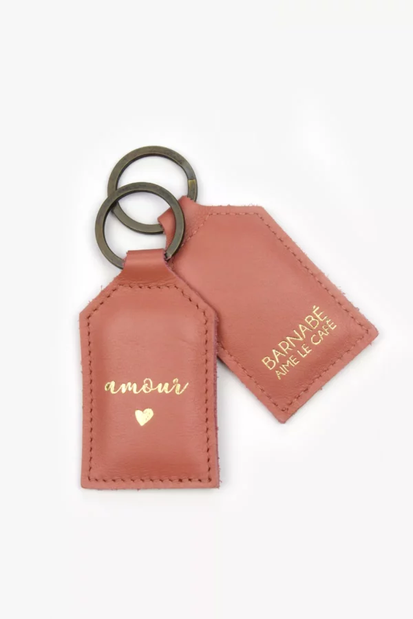 Porte clé cuir rose - amour