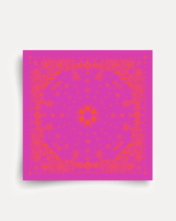 Foulard bandana soie - Rose et orange – Image 4