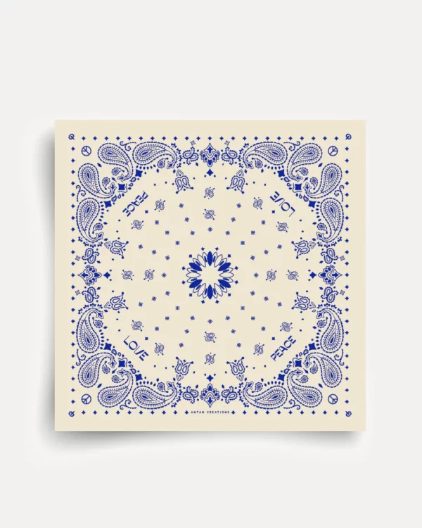Foulard bandana soie - Bleu et blanc – Image 4